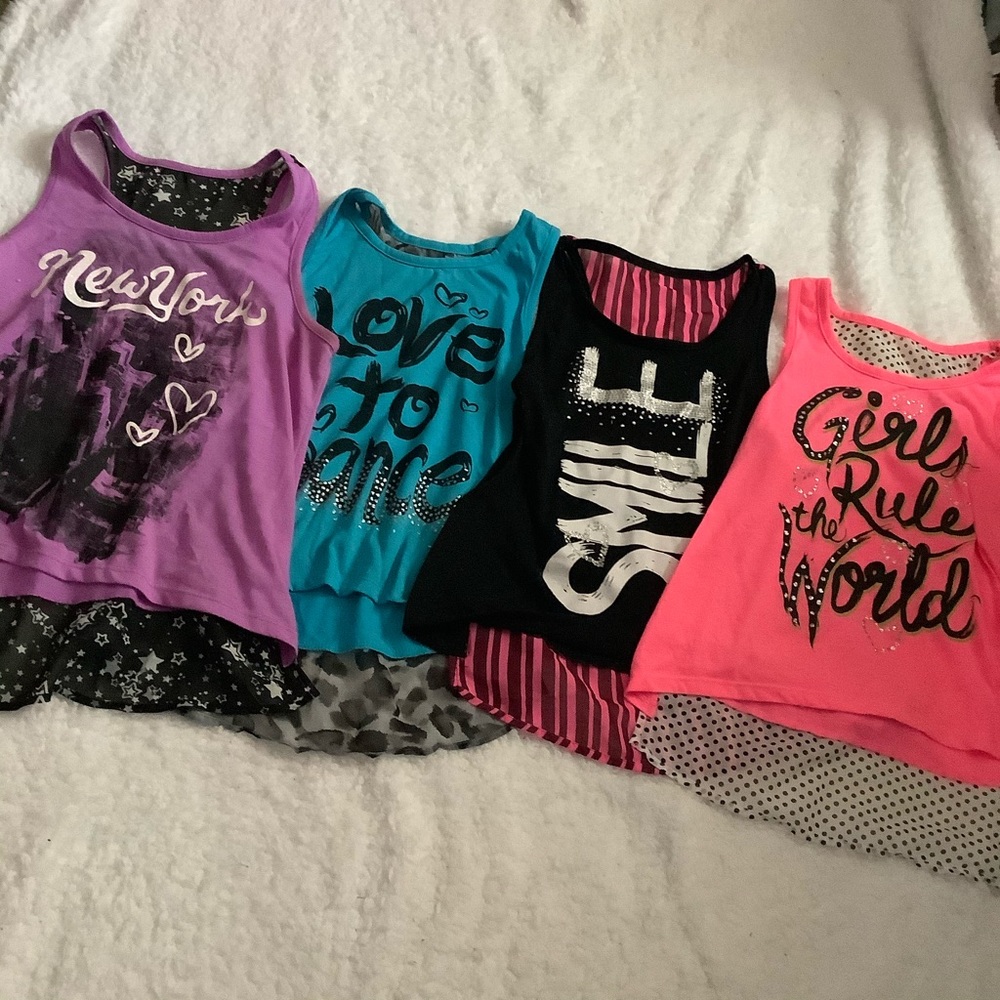 Faded Glory Girls Graphic Tanks *SET OF 4*